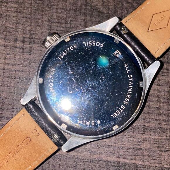 FOSSIL large face men’s black leather watch - Picture 5 of 10